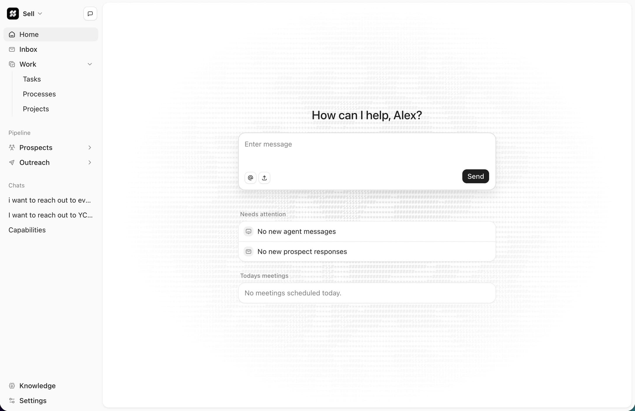 The Sell workspace